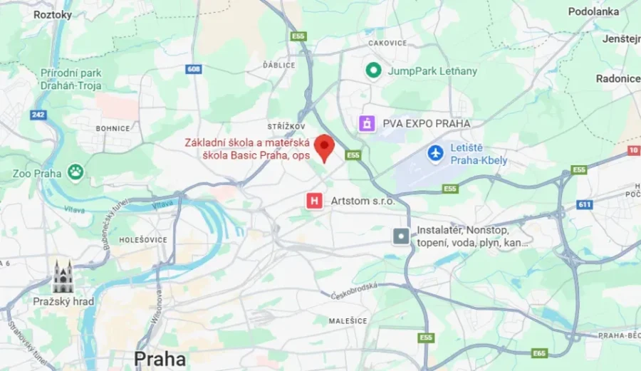 mapa - škola Basic Praha